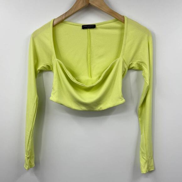 Naked Wardrobe Womens Lightweight Crop Top Stretch Yellow Size Large - Picture 1 of 6